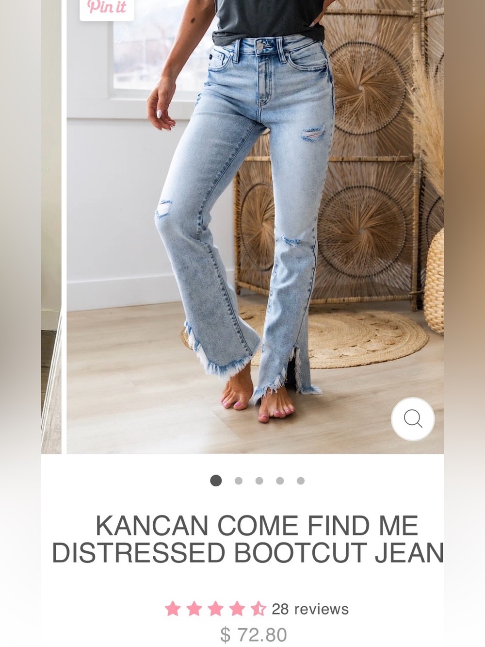 KANCAN COME FIND ME DISTRESSED BOOTCUT JEANS. Light acid wash. Size 1/24. NWT.